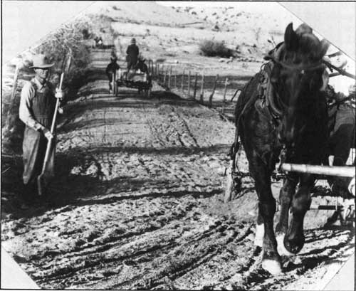 horse-drawn wagons