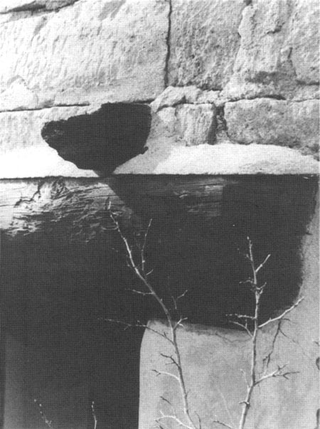 Detail of typical parging separation at a lintel