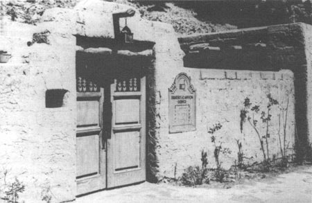 entrance gate to Frijoles Canyon Lodge