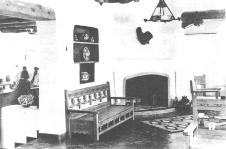 Custom-made furnishings in the lodge lobby