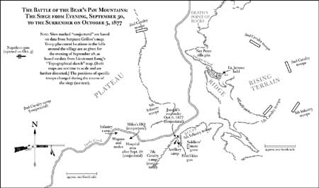 map of Battle of Bear's Paw Mountains: Evening