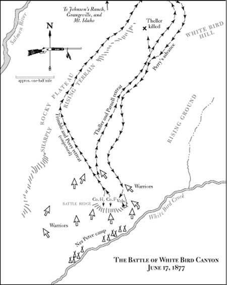 map of The Battle of White Bird Canyon