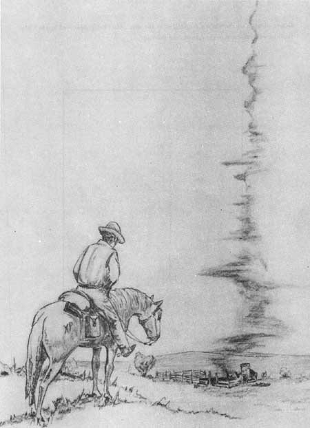 sketch of Pony Express rider