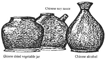 Chinese dried vegetable jar, Chinese soy sauce, Chinese alcohol