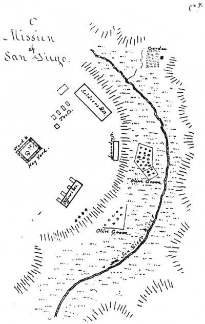 plan of the army post at the Mission of San Diego