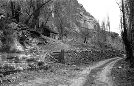 Alma Chesnut's house and stone wall