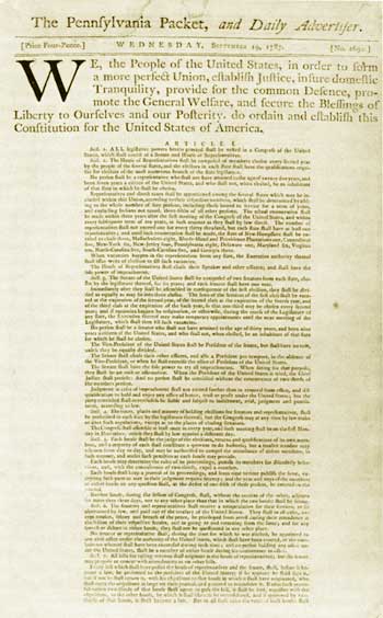 newspaper printing of Constitution