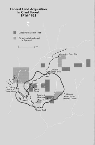 map of land acquisitions in Giant Forest