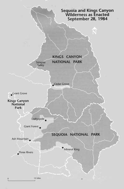map of Sequoia and Kings Canyon wilderness