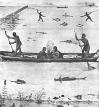Southern Algonquian Indians fishing