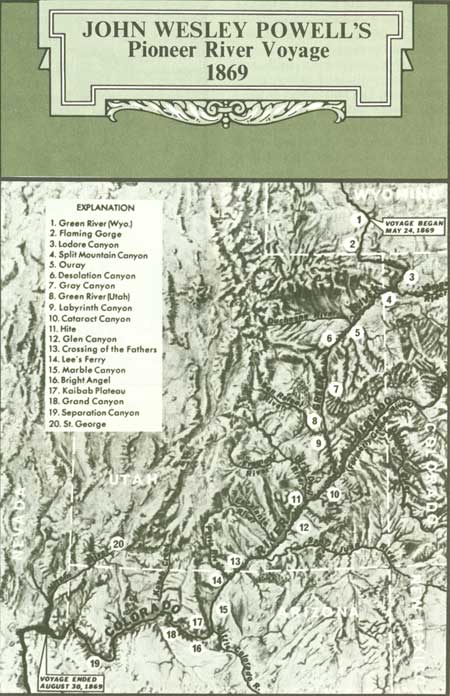 map of Powell's 1869 voyage