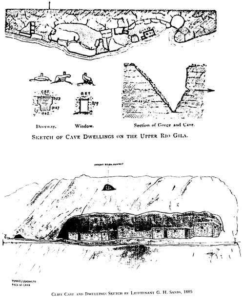 drawings of Gila Cliff Dwellings