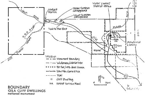 boundary map of Gila Cliff Dwellings NM