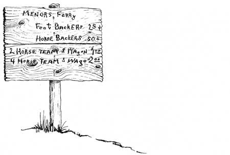 sketch of Menor's Ferry sign