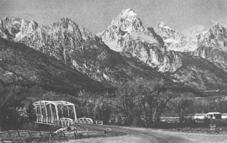 Grand Tetons, bridge in foreground