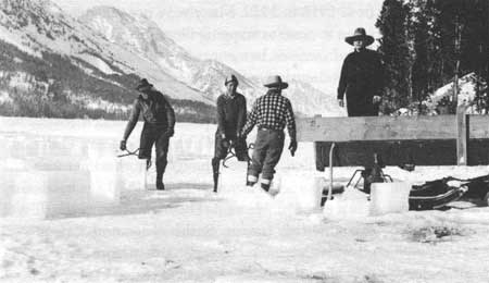 cutting ice blocks