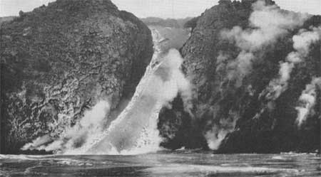 stream of liquid lava