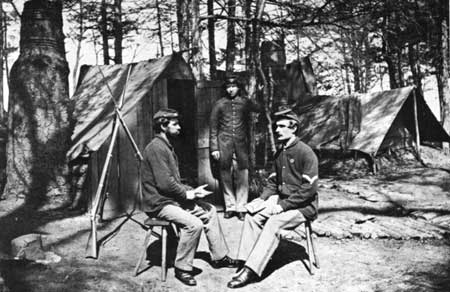 Union soldiers in camp