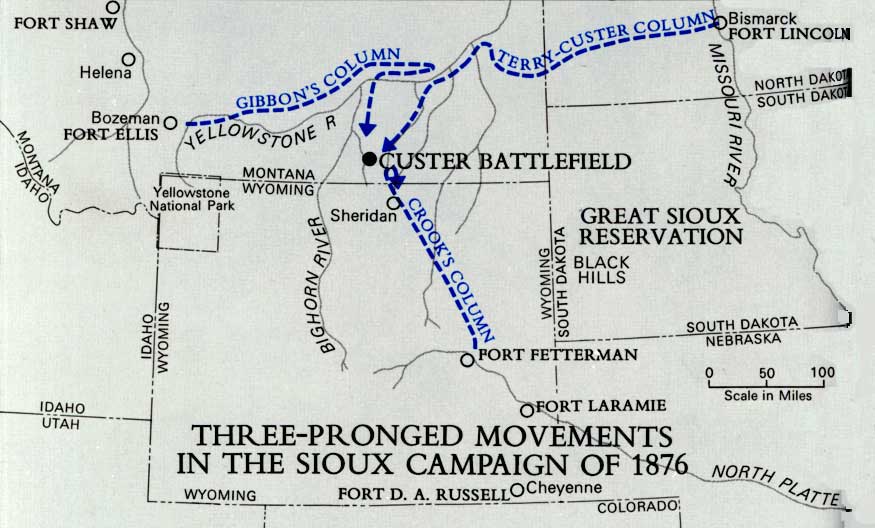 Mouvement des troupes américaines lors de la campagne de l'été 1876