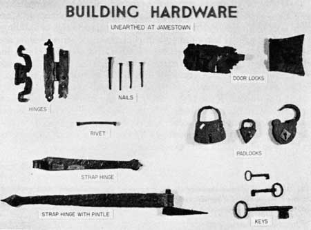 bulding hardware unearthed at Jamestown