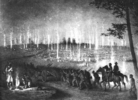 sketch of troops marching