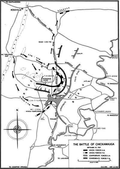 map of The Battle of Chickamauga