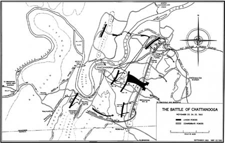 map of The Battle of Chattanooga