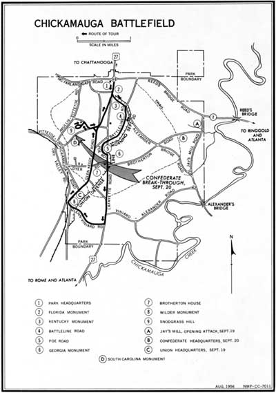map of Chickamauga Battlefield