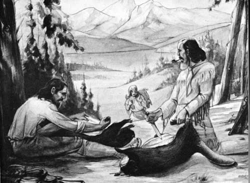 trappers skinning beaver