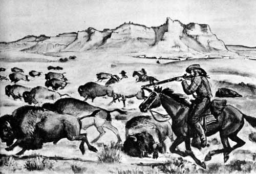Hunting buffalo at Scotts Bluff