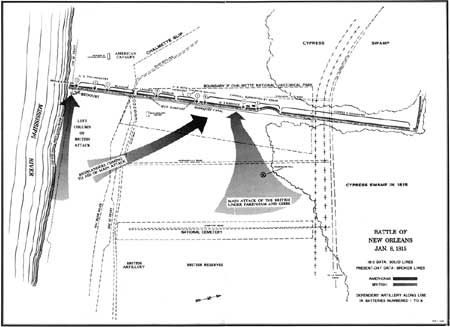 map of the Battle of New Orleans