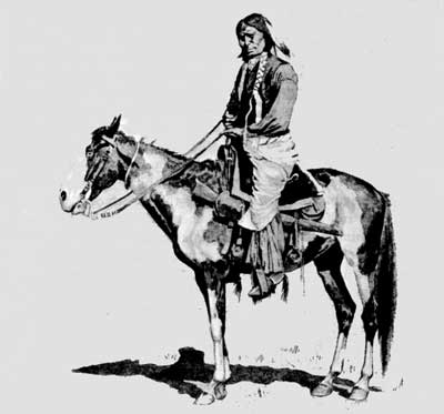 sketch of Comanche on horseback