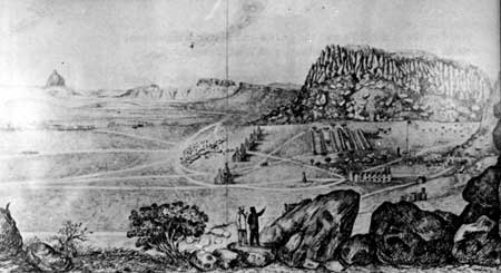 sketch of construction of Fort Davis