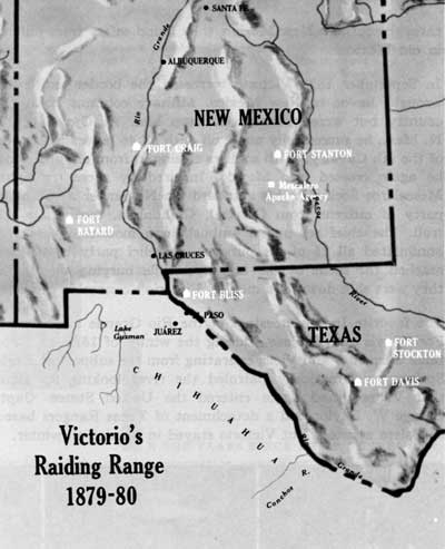 map of Victorio's Raiding Range, 1879-80