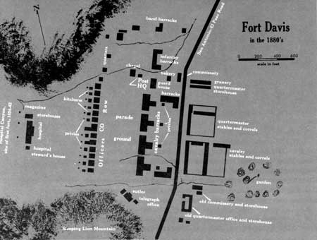 sketch map of Fort Davis, 1880's