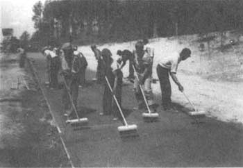 workers brooming
