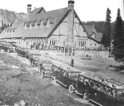 buses in front of Paradise Lodge