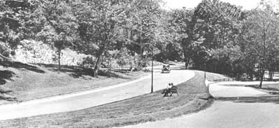 car and visitors on parkway