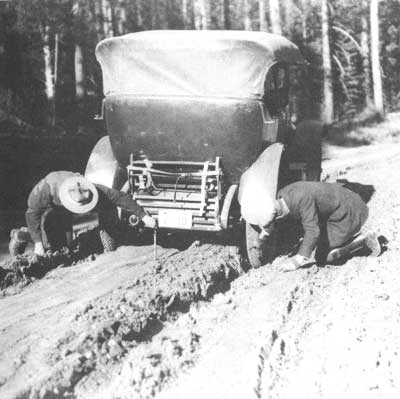 car stuck in mud