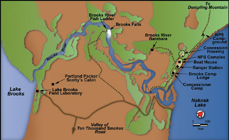 map of Brooks Camp Historic Resources