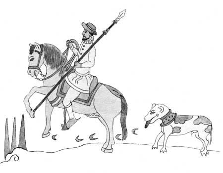 sketch of Spaniard on horseback
