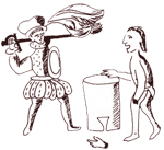 sketch of Spaniard cutting hand off Native