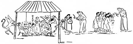 sketch of friars converting Natives