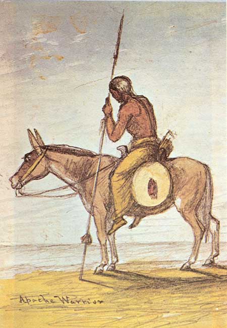 painting of Plains Apache warrior
