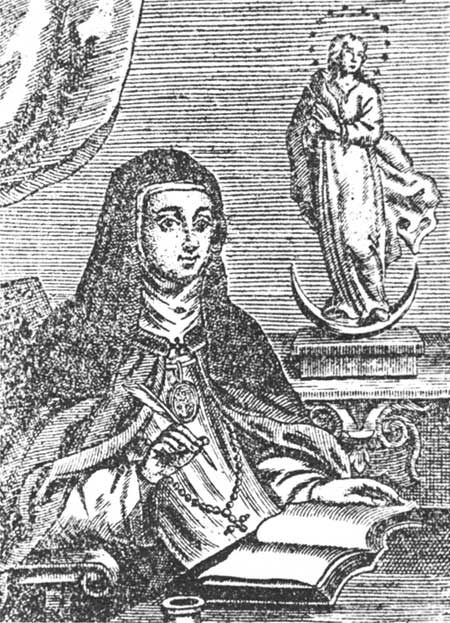 drawing of Maria de Jesus de Agreda
