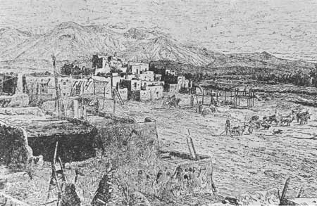 sketch of Santo Domingo pueblo