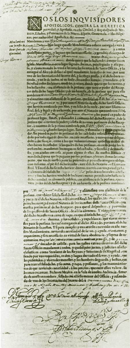 two pages from Inquisitions order