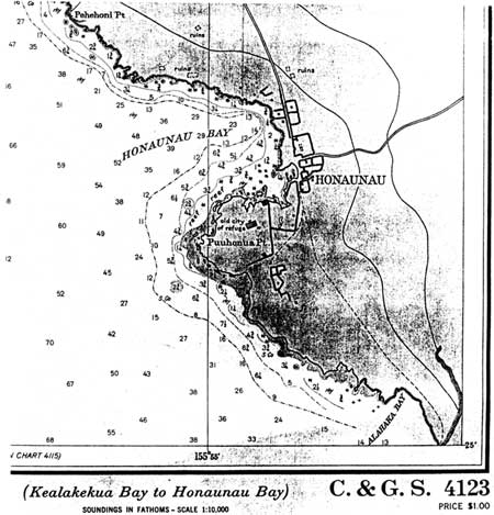 sounding chart of Kealakekua Bay to Honaunau Bay