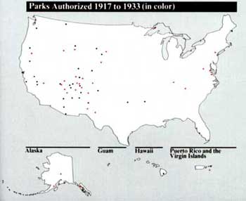 map of parks added 1917-1933