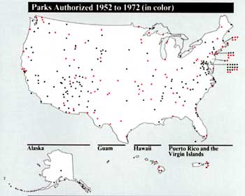map of parks added 1952-1972